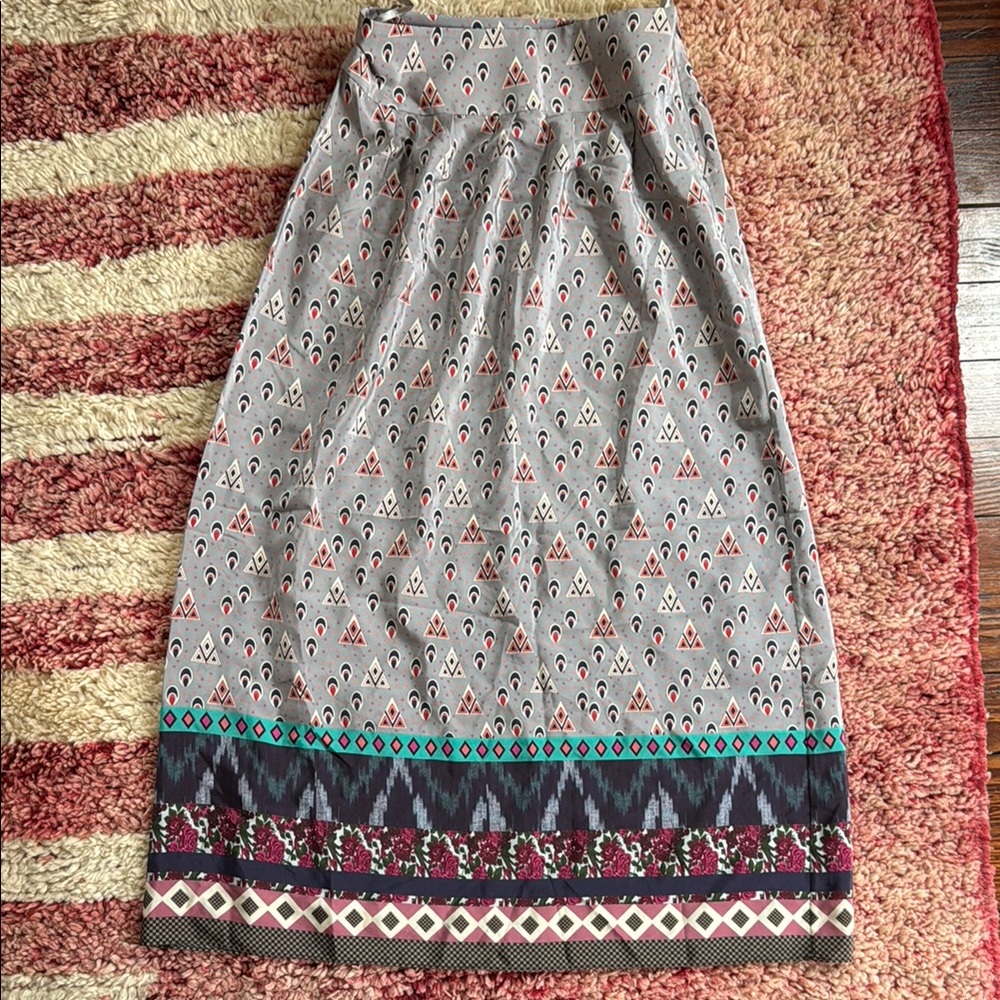 Anthropologie Gray patterned Maxi Skirt